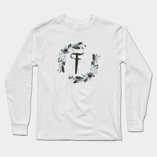 Floral Monogram F Dark Bohemian Flora Long Sleeve T-Shirt